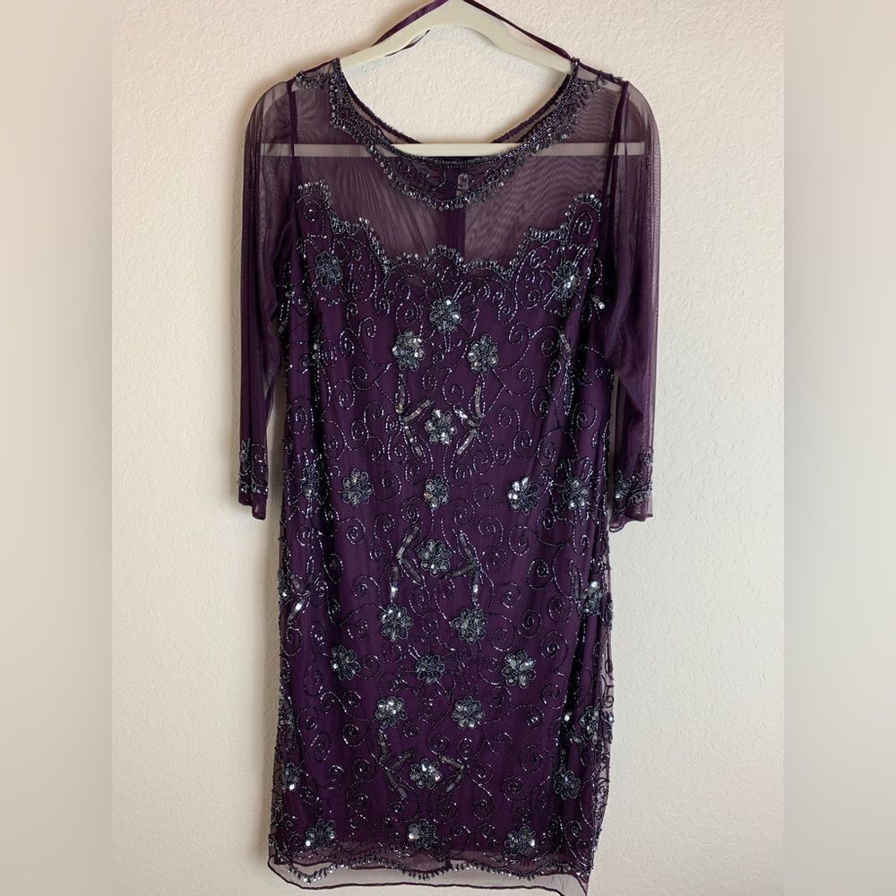 Pisarro Nights: Party Beaded burgundy Dress